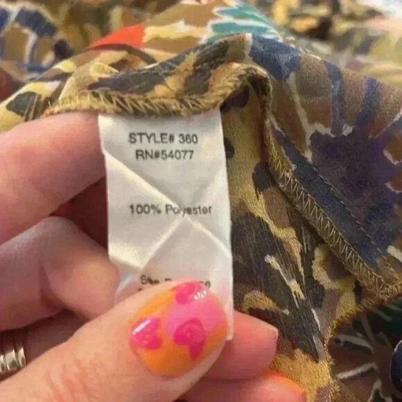 Cabi Shakespeare Floral 3/4 Sleeve Ruffle Kimono Tie Front Size Large - Picture 8 of 9